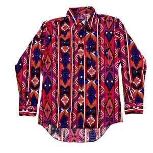 VTG 90s Wrangler Cowboy Button Down Aztec Southwestern Shirt Brushpopper